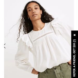 Madewell full sleeve pin tuck ruffle top